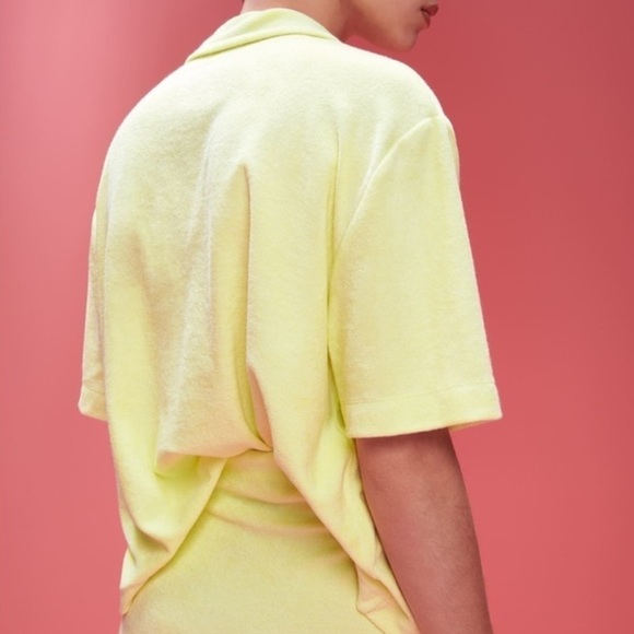 Zara women’s velour terry cloth pocket short sleeve snap button down boxy fit - Picture 2 of 9